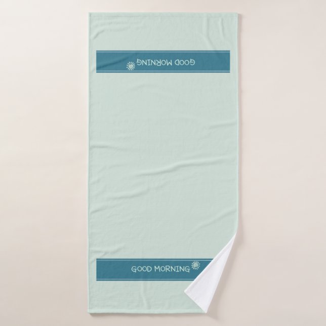 Moderne Bleu Menthe "Bonjour" Minimaliste (Serviette de bain)