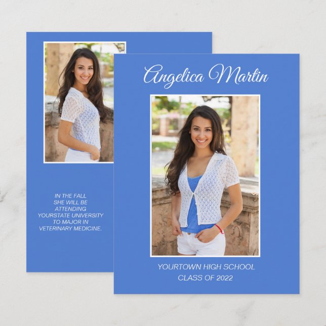 Moderne Blue 2 Side Graduation 3 Classe photo 2022 (Devant / Derrière)