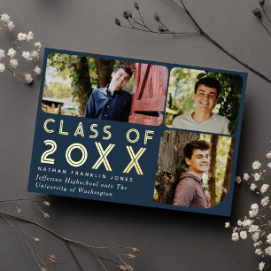 Moderne Blue Chic Photo Faire-part de graduation