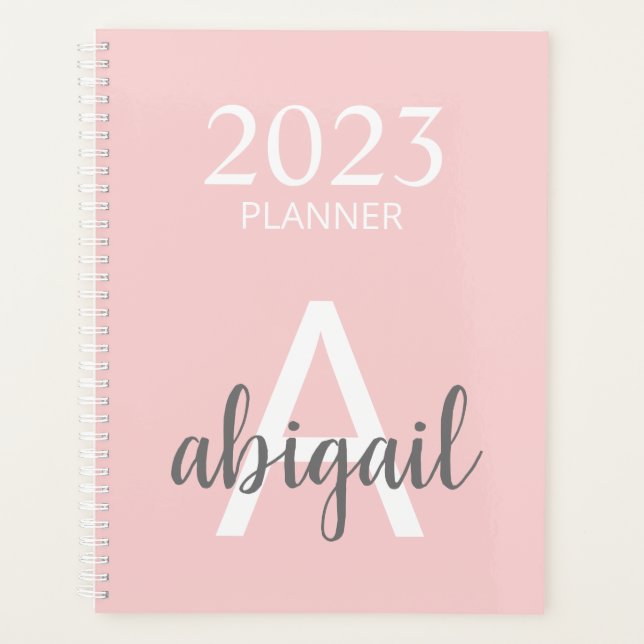Moderne Blush Pink Simple Monogramme Nom 2023 (Devant)