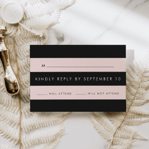 Moderne Blush rose et noir rayure RSVP