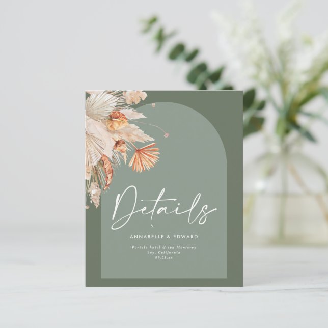 Moderne Bohème Sage Green Pampas herbe Mariage (Debout devant)