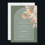 Moderne bohème sauge verte pampas herbe mariage<br><div class="desc">Carte de faire-part de mariage moderne sauge vert botanique pampas herbe élégante. Belles aquarelles florales imprimées à la main et texte de script. Moderne sur design tendance.</div>