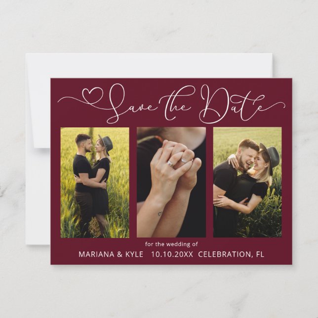Moderne Boho Bourgogne Photos Mariage Enregistrer  (Devant)