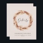 Moderne boho grange pampas herbe détails mariage<br><div class="desc">Moderne bohème rustique grange naturelle pampas herbe élégante carte de détails mariage.</div>