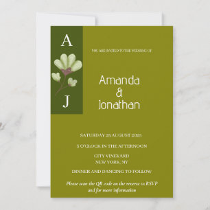 Moderne Boho Olive Green Faire-part de mariage