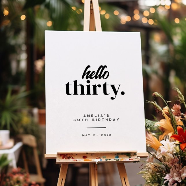 Moderne Bonjour Trente 30e Affiche de bienvenue d' (Créateur téléchargé)