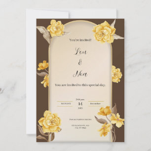 Moderne Brown et jaune Faire-part de mariage