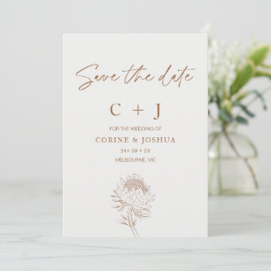 Moderne Brown Line Floral Enregistrer La Carte Dat