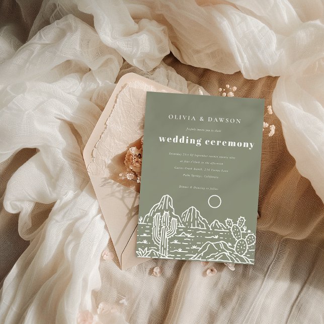 Moderne Cactus Line Art Desert Faire-part de maria (Créateur téléchargé)