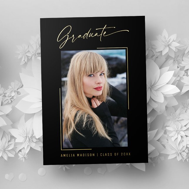 Moderne Calligraphie Gold Ink Script Grad Carte ph (Créateur téléchargé)