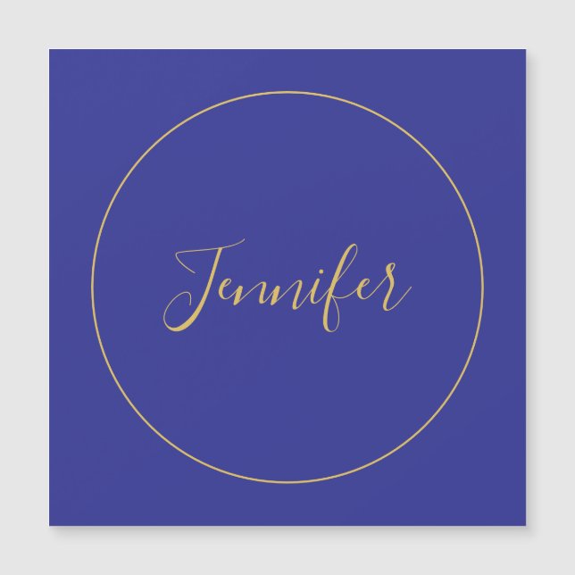 Moderne calligraphie unie de couleur bleue et or (Devant)