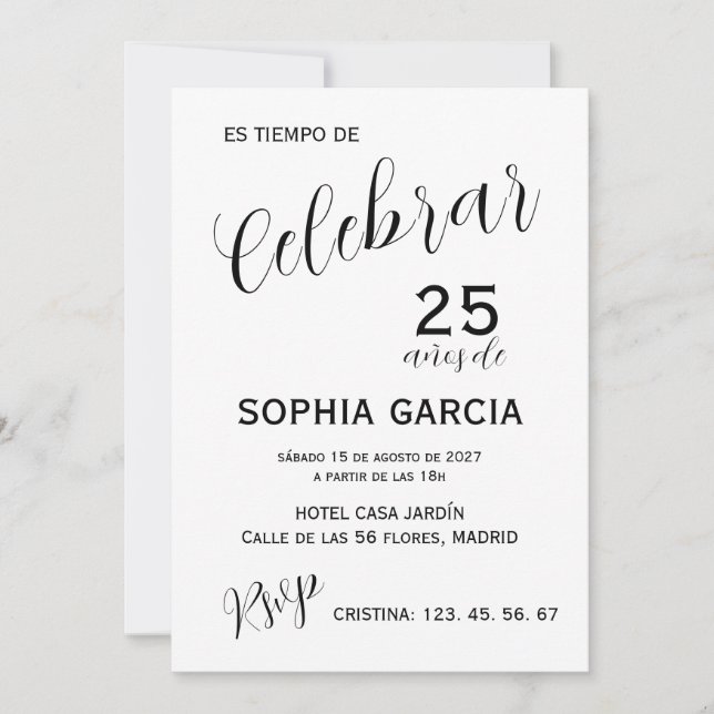 Moderne carte d'anniversaire "Célébrer 25 ans" (Devant)