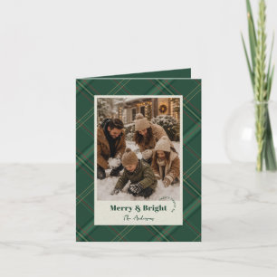 Moderne Carte de Noël à Carreaux Vert Pin avec Deu