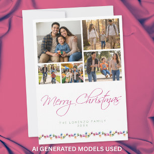 Moderne carte de Noël avec 5 photos et lumières de