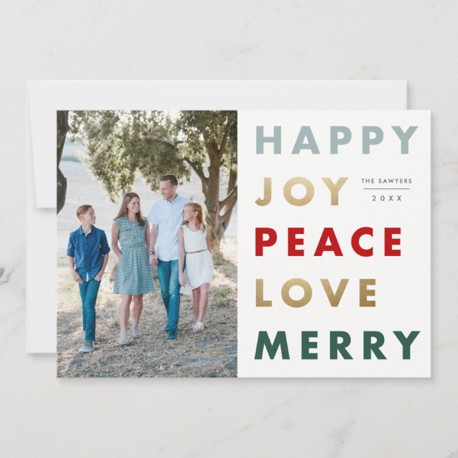Moderne carte de Noël avec photo en caractères gra (Devant)