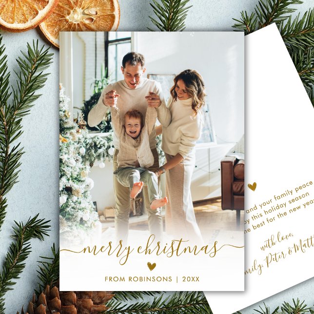 Moderne carte de Noël avec une photo et un script  (Créateur téléchargé)