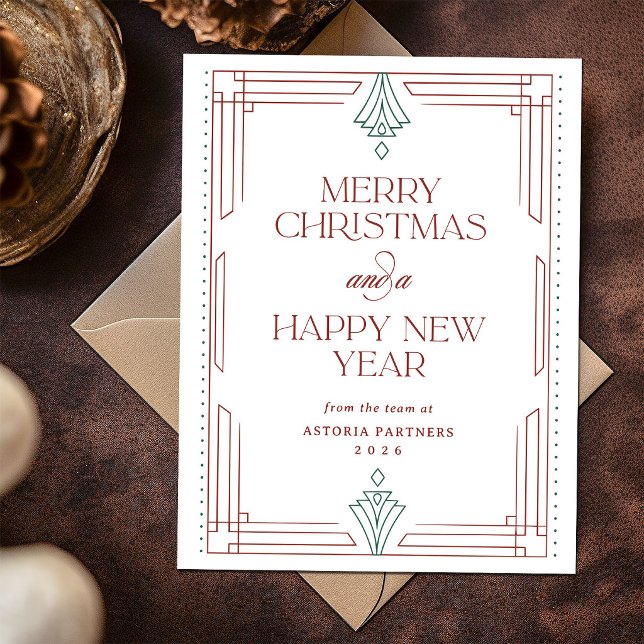 Moderne Carte de Noël d'entreprise Rouge Vert Blan (Créateur téléchargé)