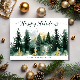 Moderne Carte de Noël Entreprise Or Vert