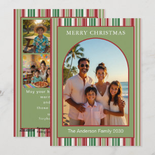 Moderne carte de Noël multiphoto famille rayures r