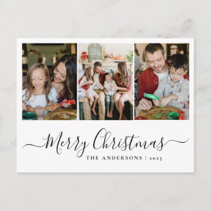 Moderne carte de Noël pour famille avec 3 photos e