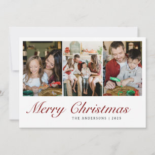 Moderne carte de Noël pour famille avec 3 photos e