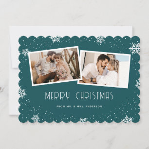 Moderne carte de Noël pour jeunes mariés 2 photos