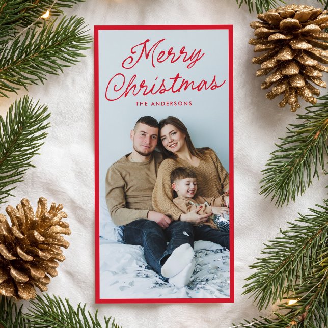 Moderne Carte de Noël Rouge avec Écriture Manuscri (Créateur téléchargé)