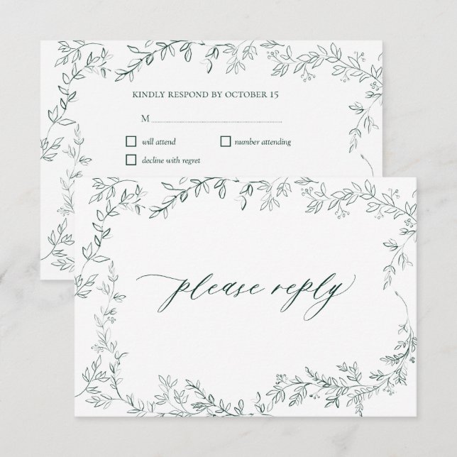 Moderne Carte de Réponse de Mariage Élégante à Feu (Devant / Derrière)