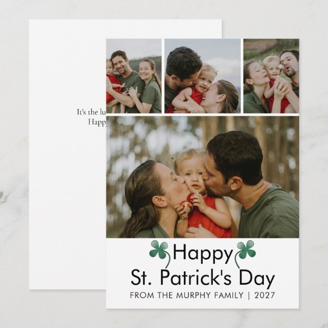 Moderne carte de Saint-Patrick pour 4 photos de fa (Devant / Derrière)