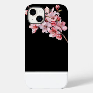 Moderne Cerise Blossom Black iPhone 14 Plus Coque