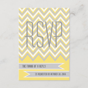 Moderne chevron gris, mariage jaune RSVP
