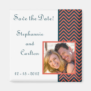 Moderne Chevron Neon Coral/Marine Magnet Faire-par