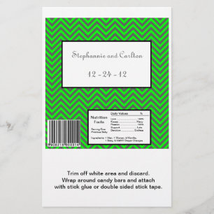 Moderne Chevron Neon Vert / Gris Candy Wrapper