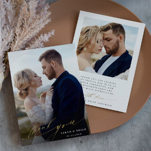 Moderne Chic 2 Photo Gold Carte de remerciements