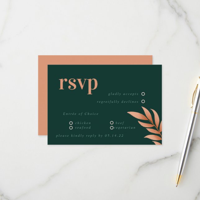 Moderne Chic Boho Mariage RSVP (Devant/Arrière en situation)