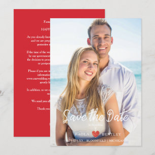 Moderne Chic Coeur Rouge Photo Couple Mariage