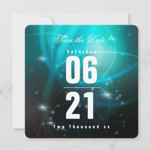 Moderne Chic Deep Sea Aqua Bokeh avec typographie