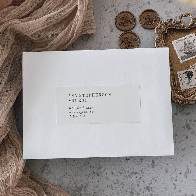 Moderne Chic Étiquettes de adresse d'hôtes noirs e (Créateur téléchargé)