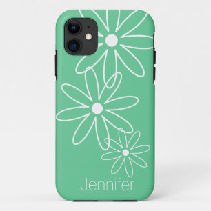 Moderne chic fleur menthe verte iPhone 11 coque