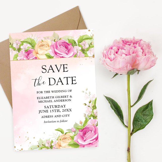 Moderne Chic Floral Enregistrer la date Invitation (Créateur téléchargé)