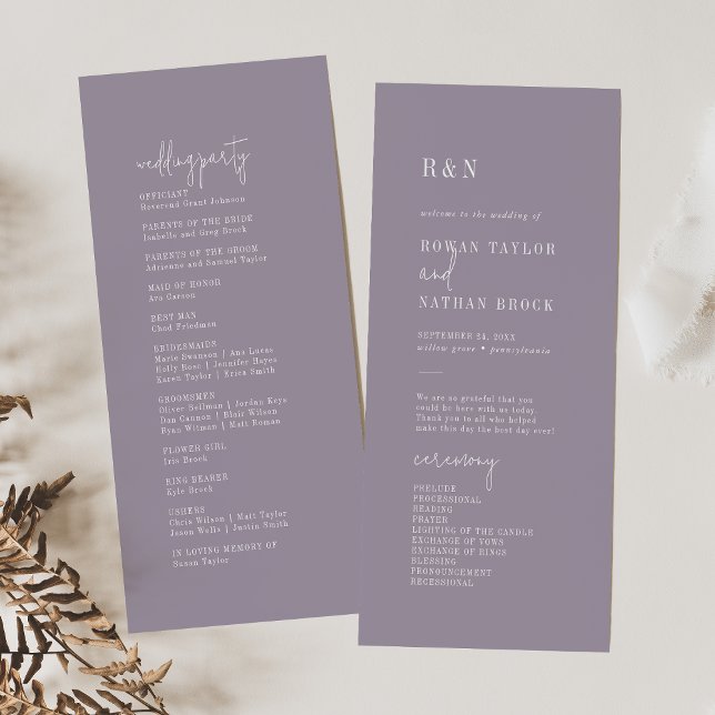 Moderne Chic Lavande Purple Plat Wedding Programme (Créateur téléchargé)