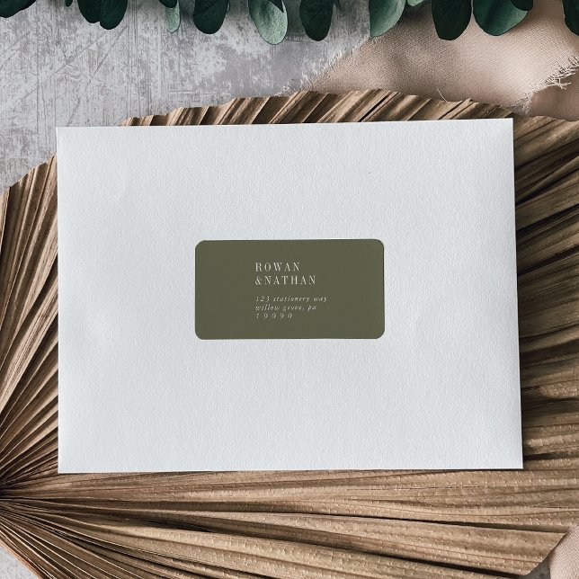 Moderne Chic Olive Green Étiquettes de adresse RSV (Créateur téléchargé)