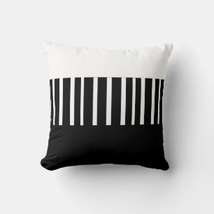 moderne chic rayures audacieuses coussin noir et b