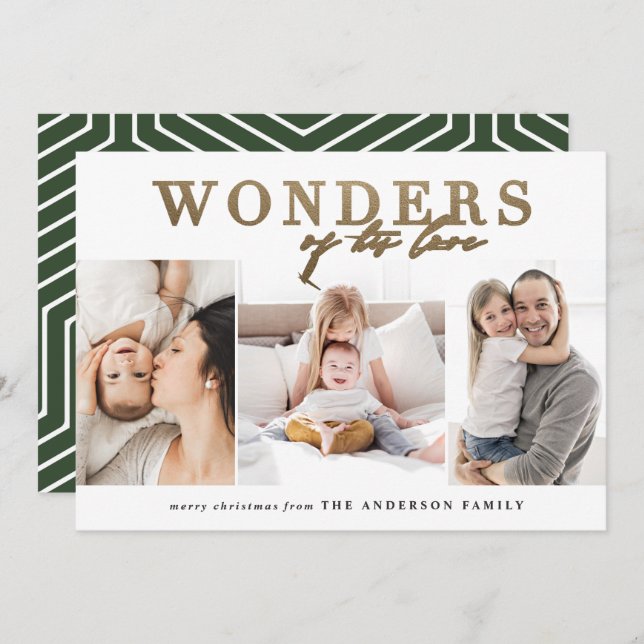 Moderne chic religieux or carte de Noël multi phot (Devant / Derrière)