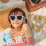 Moderne Chic Simple Carte de Vœux Personnalisée po<br><div class="desc">Le design est moderne et simple. Ajoutez une photo personnalisée du célébrant d'anniversaire et ajoutez son nom,  ajoutez un message personnalisé</div>