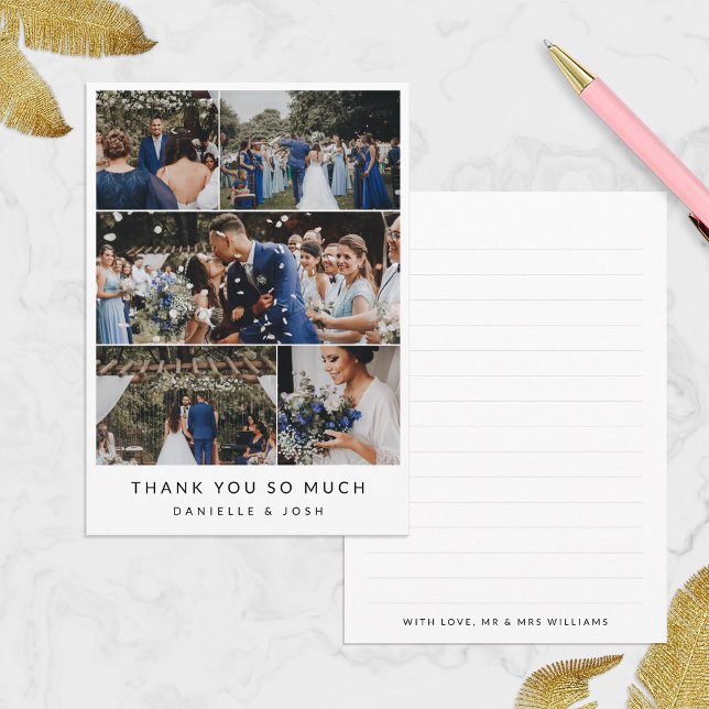 Moderne Collage de 5 Photos de Mariage Merci (Créateur téléchargé)