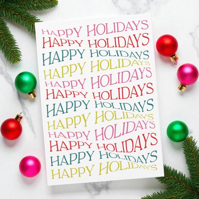 Moderne Coloré Simple Rouge Festive Joyeux Vacance (Modern Colorful Simple Red Festive Happy Holidays Holiday Card)