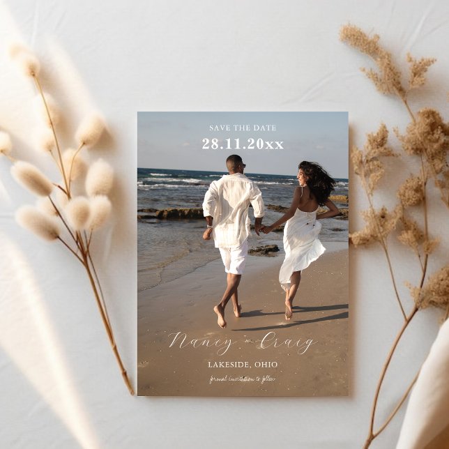 Moderne Contemporain Photo Faire Part de Date de M (Créateur téléchargé)