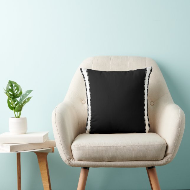 Moderne Coussin Décoratif Rayé Noir et Blanc  (Chaise)